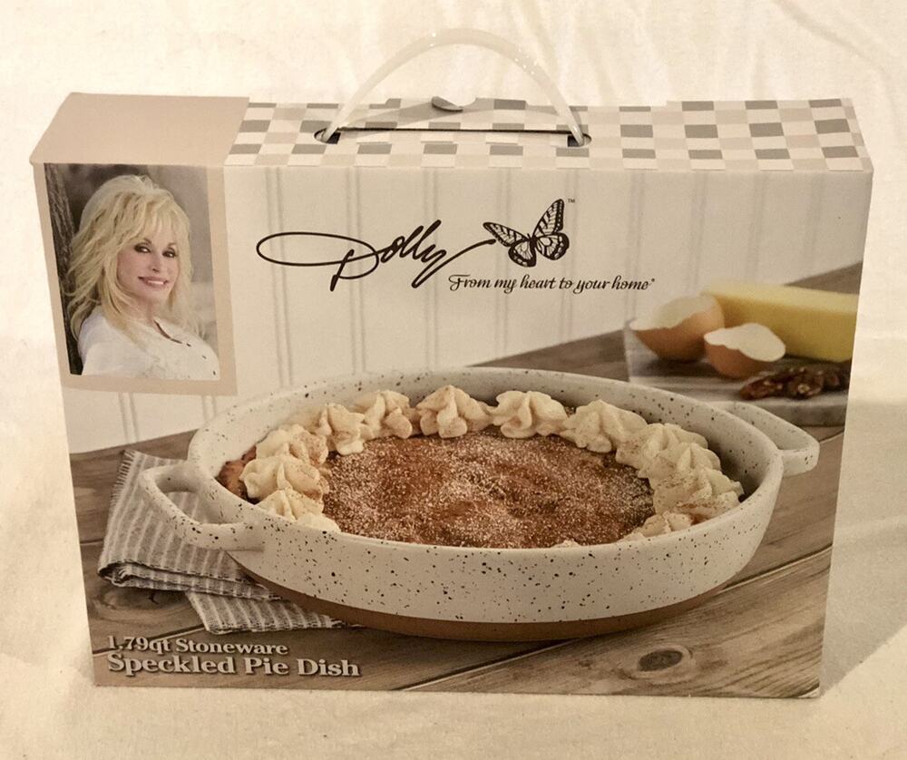 Dolly Parton 1.79 Stoneware Speckled Pie Dish New in Box Unused